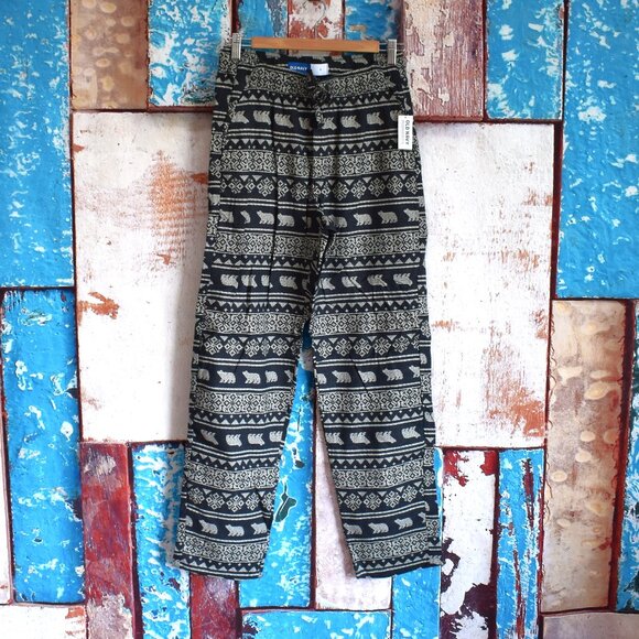 Men's Old Navy Flannel Pajama Pants Sleep Lounge SMALL Gray Polar Bears NEW - Picture 1 of 10